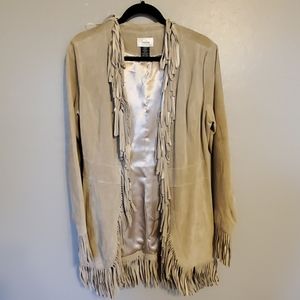 Leather fringe jacket